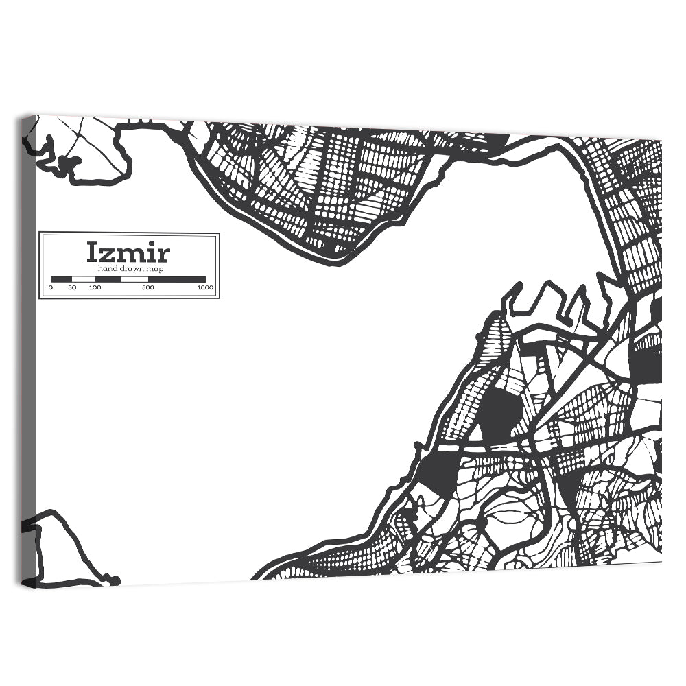 Izmir City Map Wall Art, canvas print, landscape