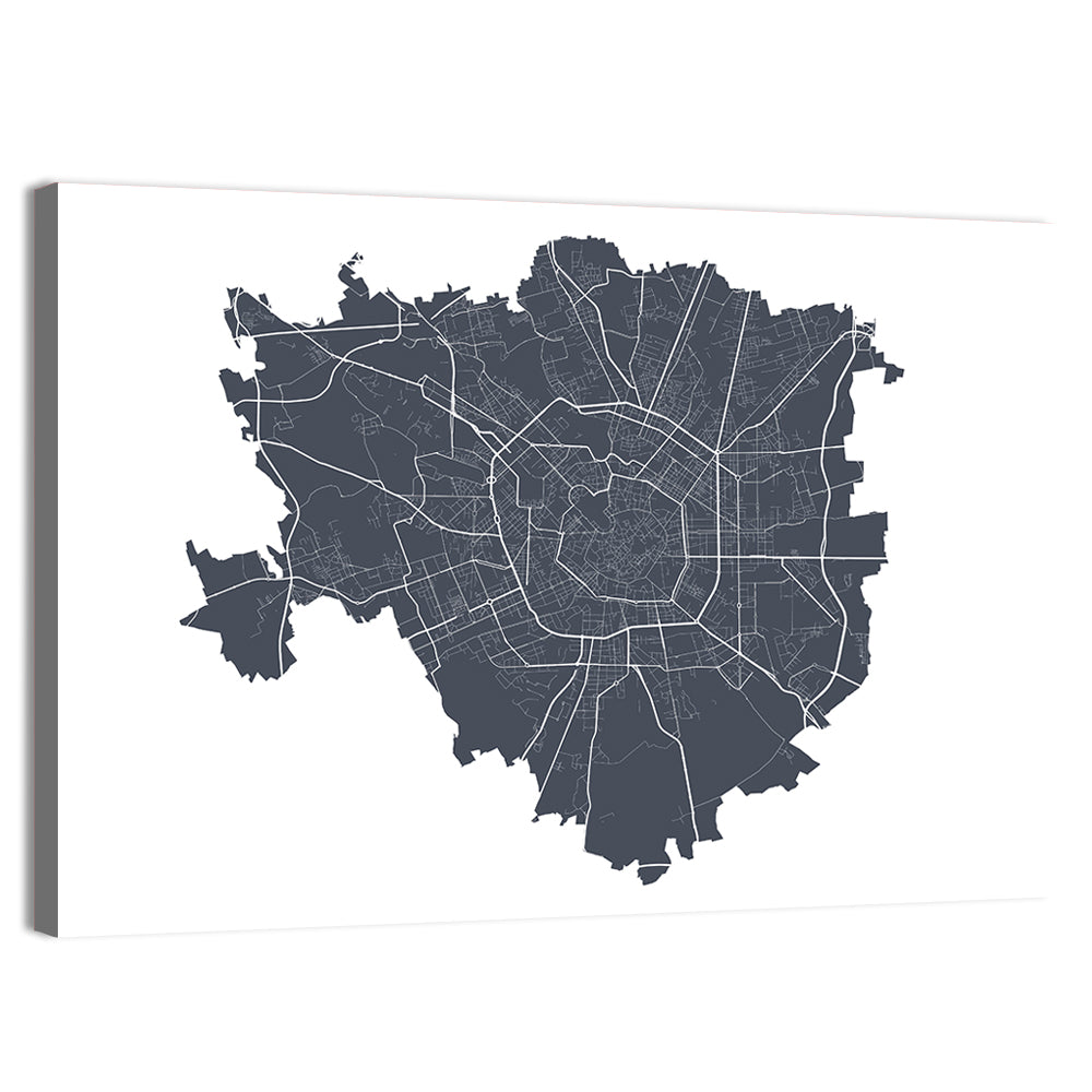 Milan City Map Wall Art, canvas print, landscape
