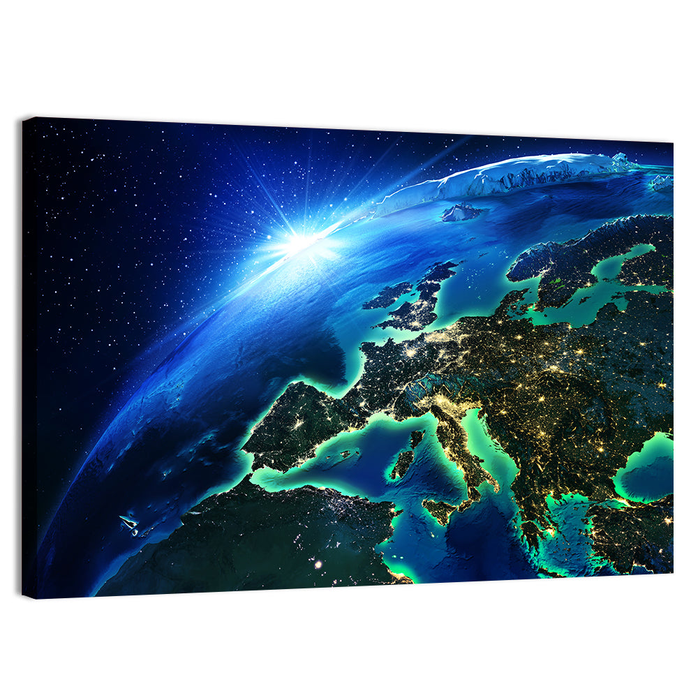 Europe at Night Wall Art, canvas print, landscape