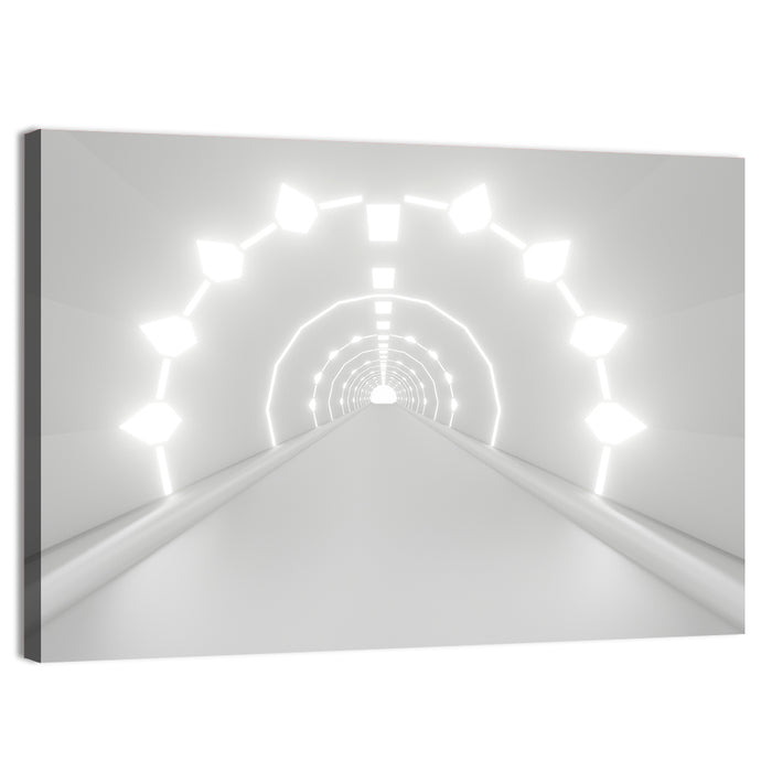 3d White Tunnel with Diamond Lights Wall Art as a canvas print