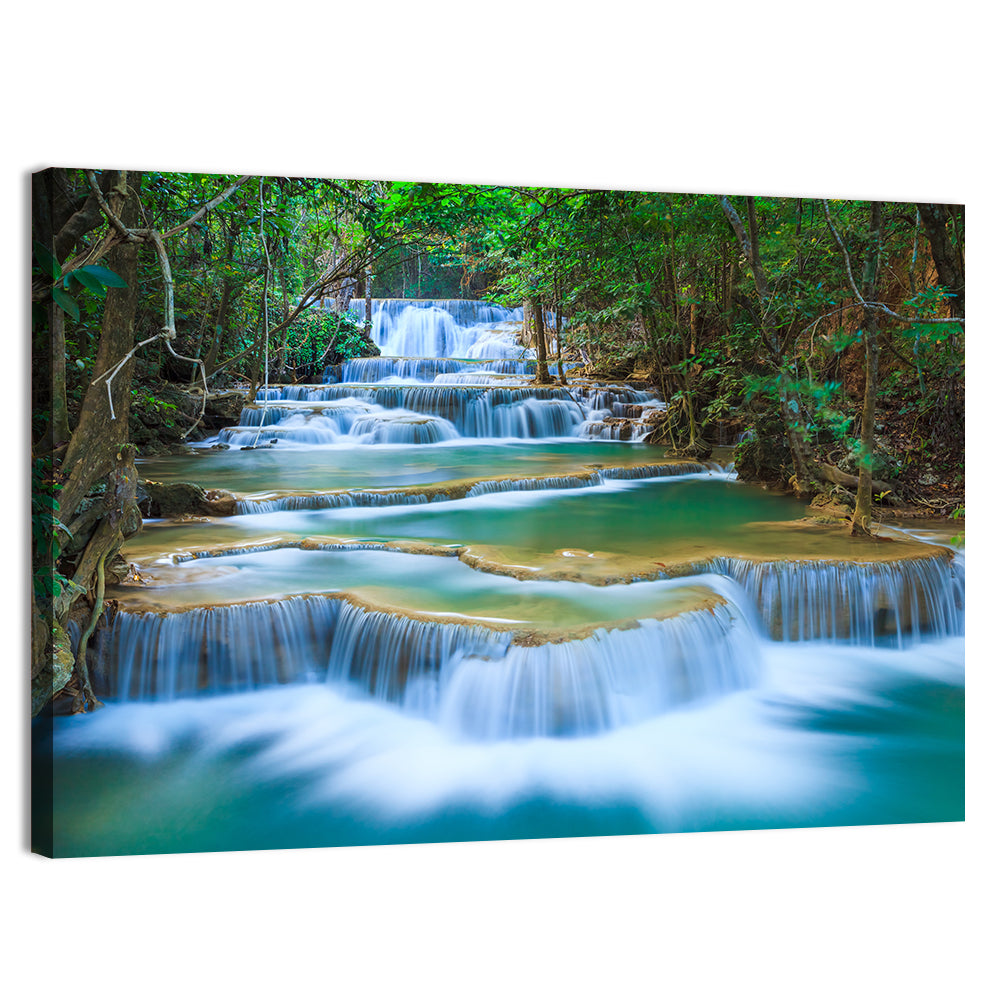 Kanchanaburi Multi-tiered Waterfall Wall Art, canvas print, landscape