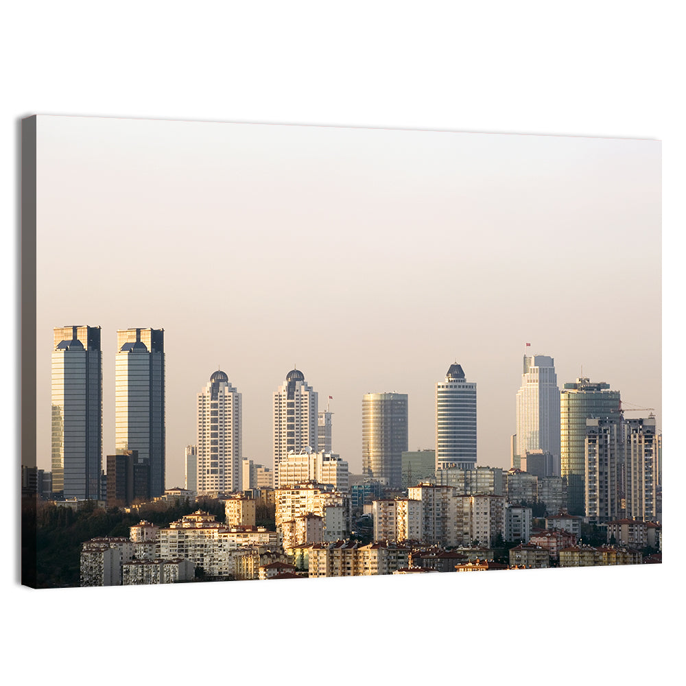 Istanbul Levent Skyline at Golden Hour Wall Art, canvas print, landscape