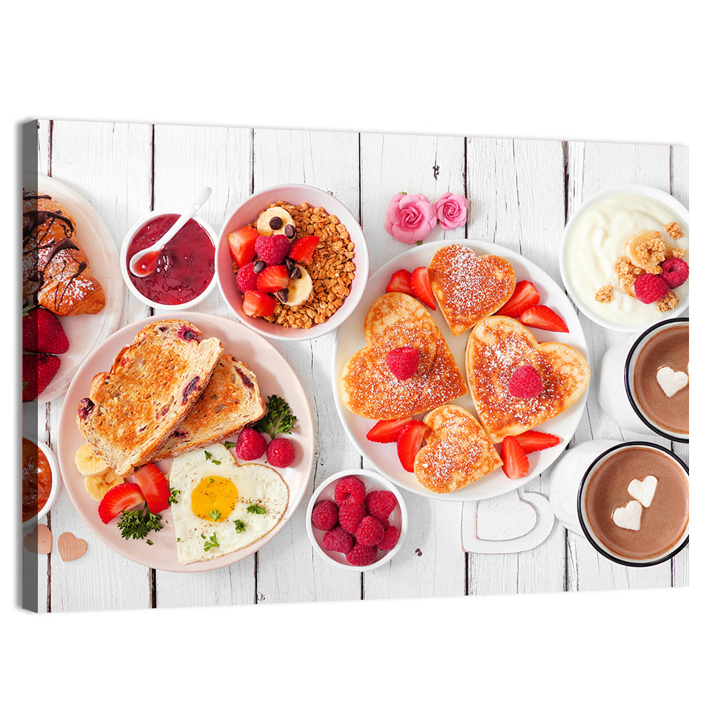 Heart-shaped Pancake Breakfast Wall Art, canvas print, landscape