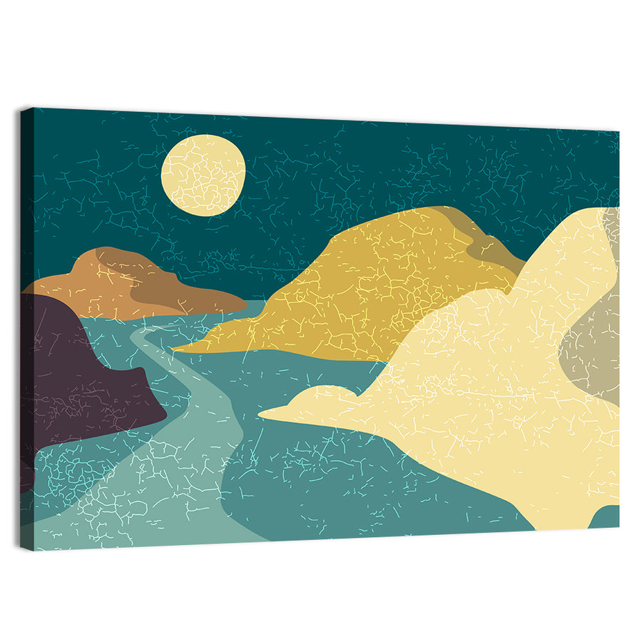 Moonlit Minimalist Mountain Wall Art