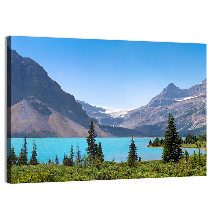 Bow Lake Turquoise Waters Wall Art as a canvas print
