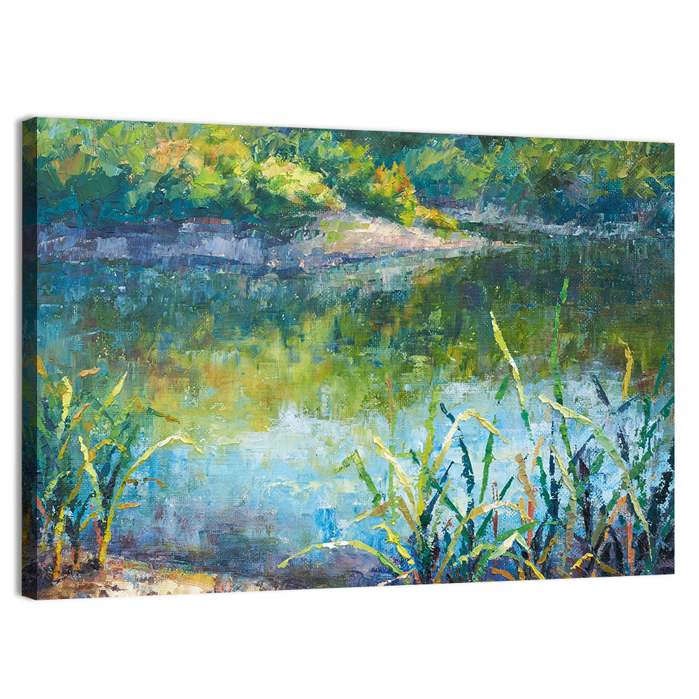 Calm Autumn Lake Wall Art, canvas print, landscape