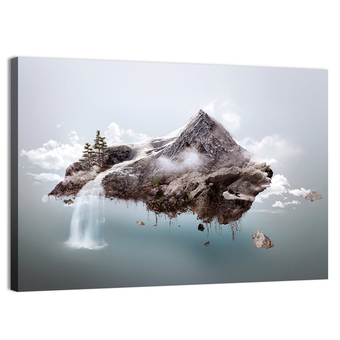 Floating Mountain Island Wall Art as a canvas print