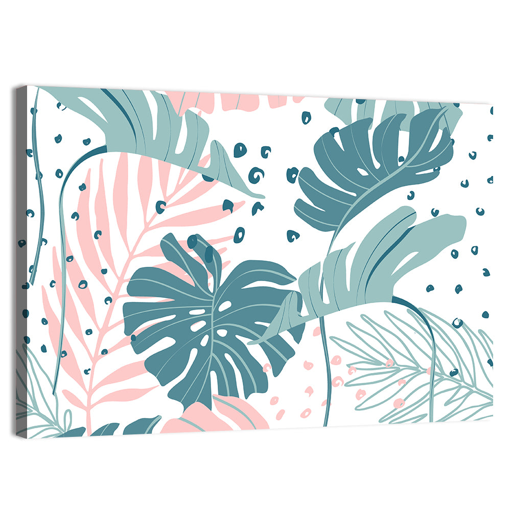 Minimal Tropical Leaf Pattern Wall Art, canvas print, landscape