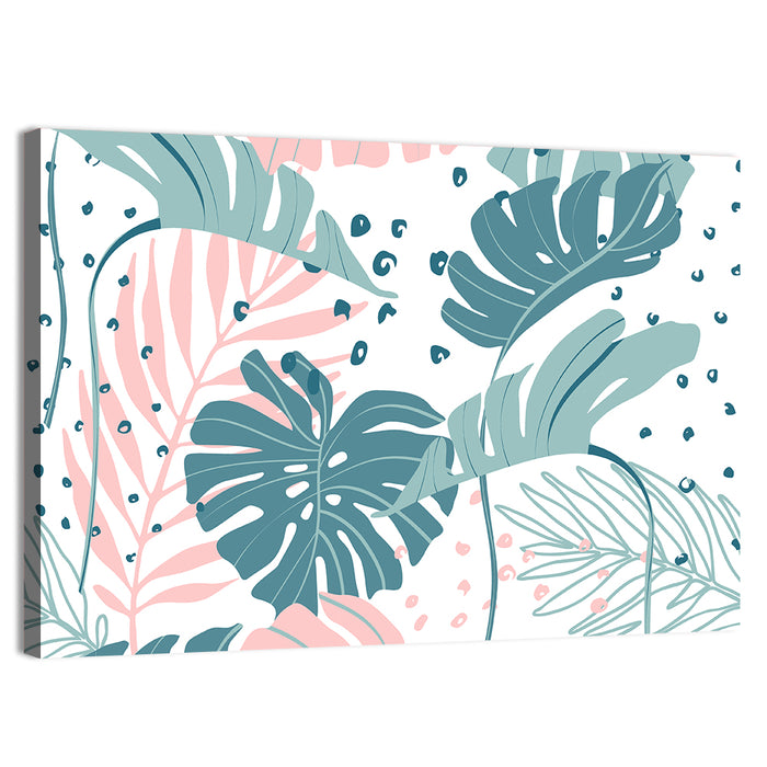 Minimal Tropical Leaf Pattern Wall Art as a canvas print