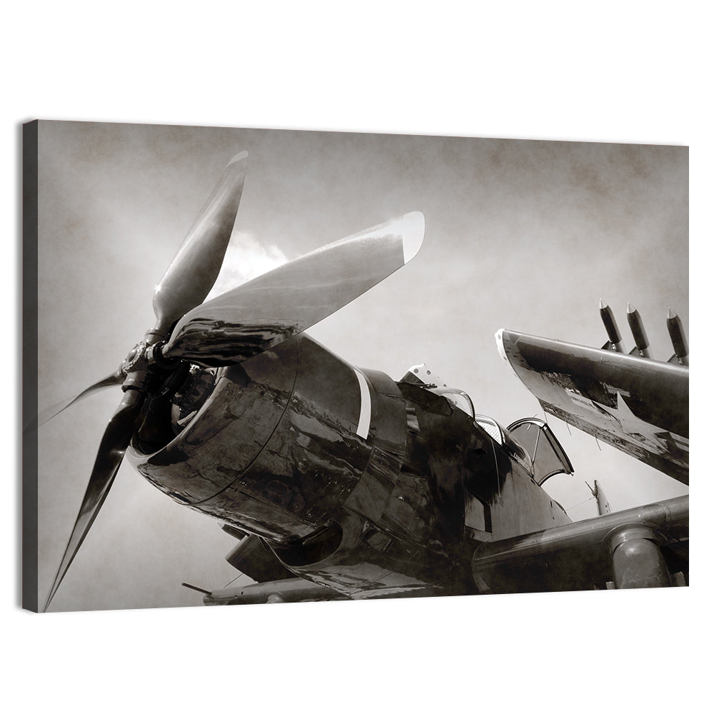 Navy Fighter Plane Wall Art, canvas print, landscape