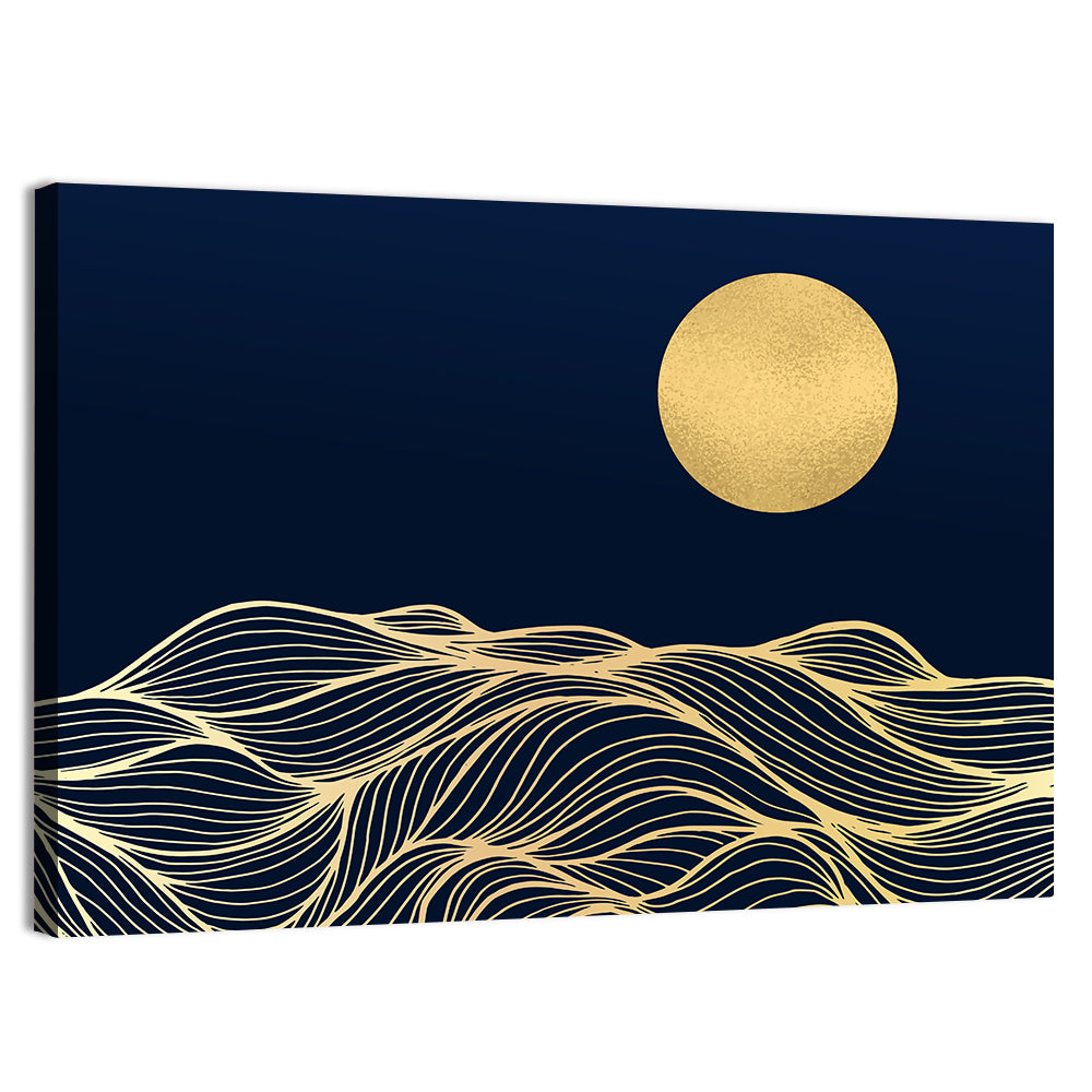 Gold Moon Minimal Seascape Wall Art, canvas print, landscape