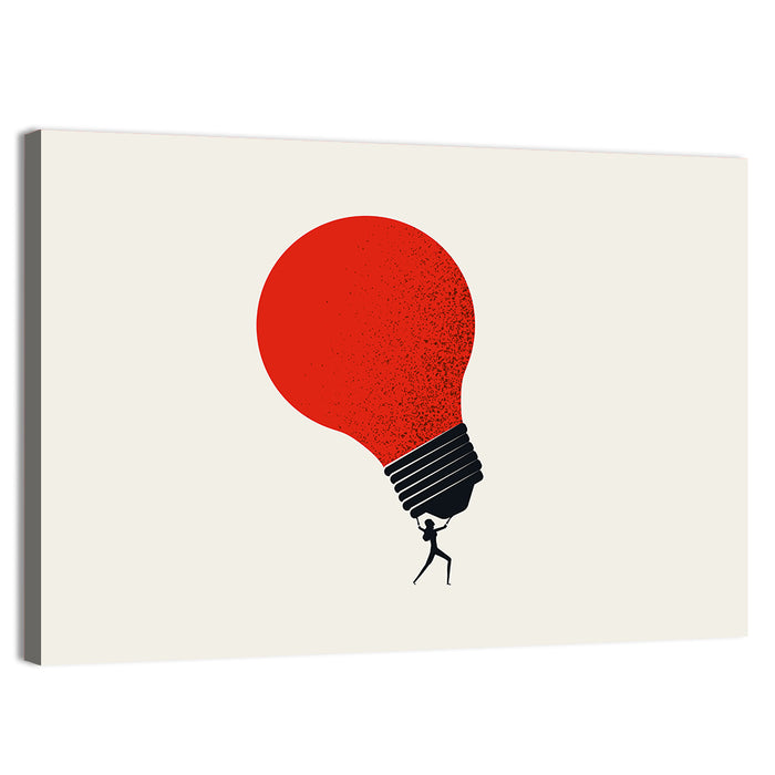 Person Holding Red Lightbulb Wall Art as a canvas print