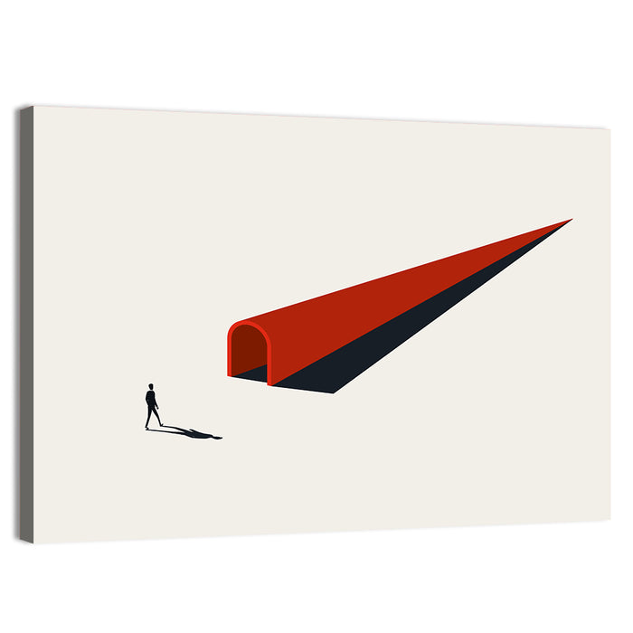 Silhouette in Red Tunnel Wall Art as a canvas print