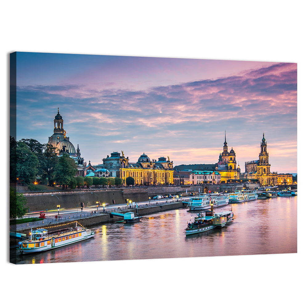 Dresden Elbe at Twilight Wall Art, canvas print, landscape