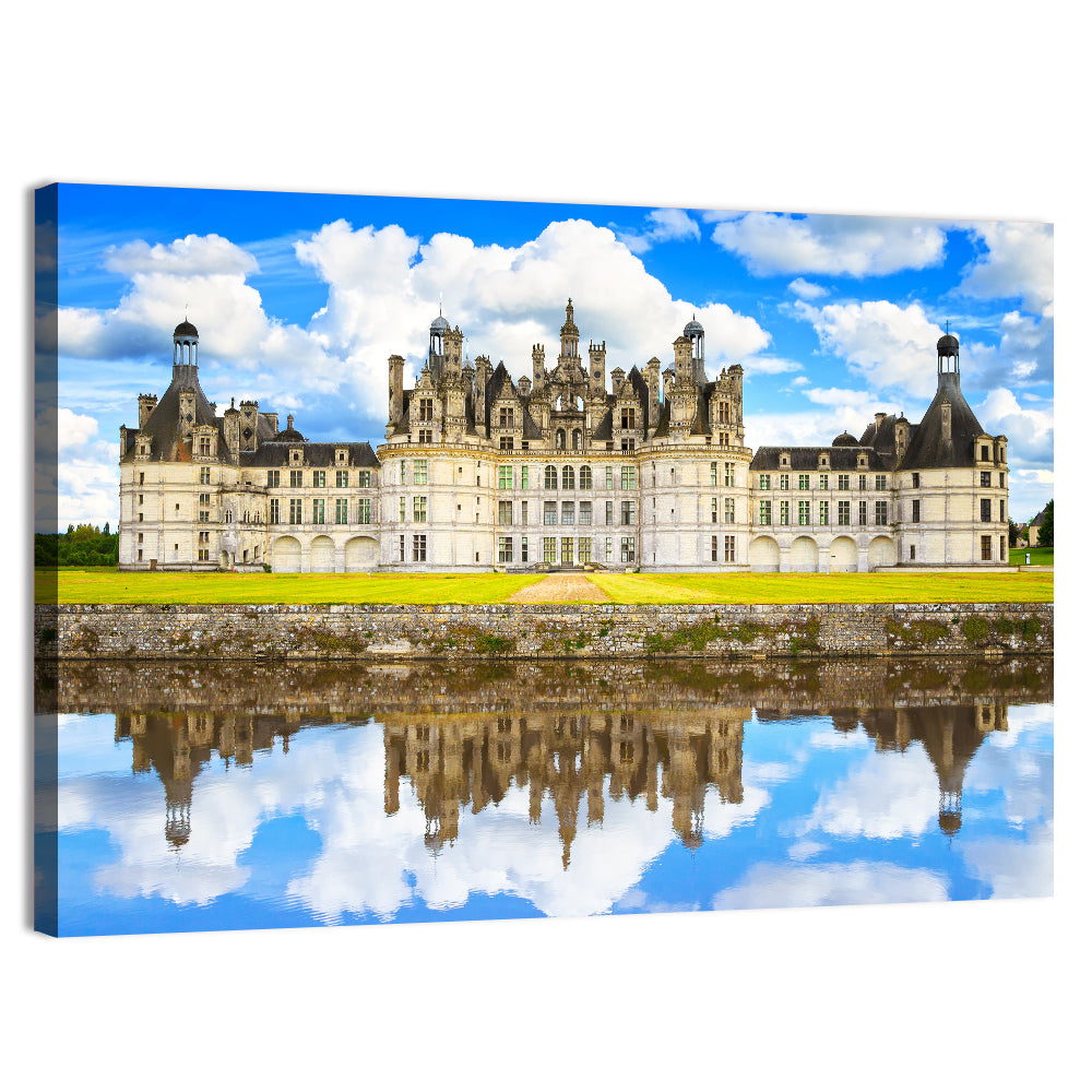 Château De Chambord Reflection Wall Art, canvas print, landscape