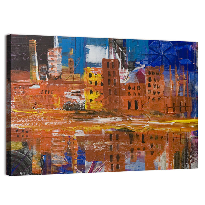 Metropolis Reflective Cityscape Wall Art as a canvas print