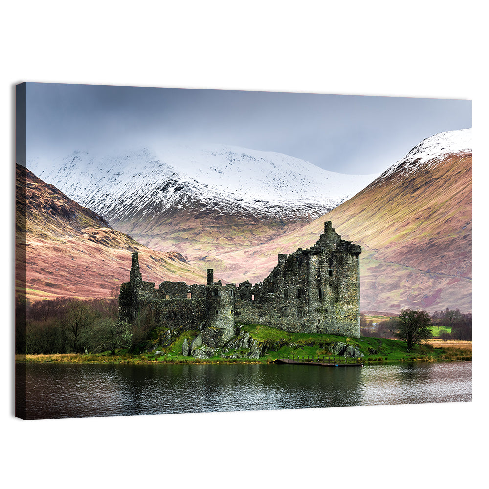 Kilchurn Castle in Winter, Loch Awe Wall Art, canvas print, landscape