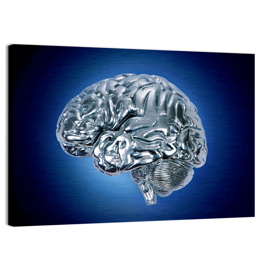 Chrome Brain Side Profile Wall Art, canvas print, landscape