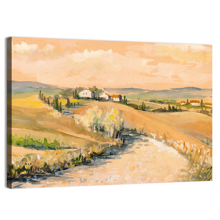 Tuscan Hills at Dusk Wall Art as a canvas print