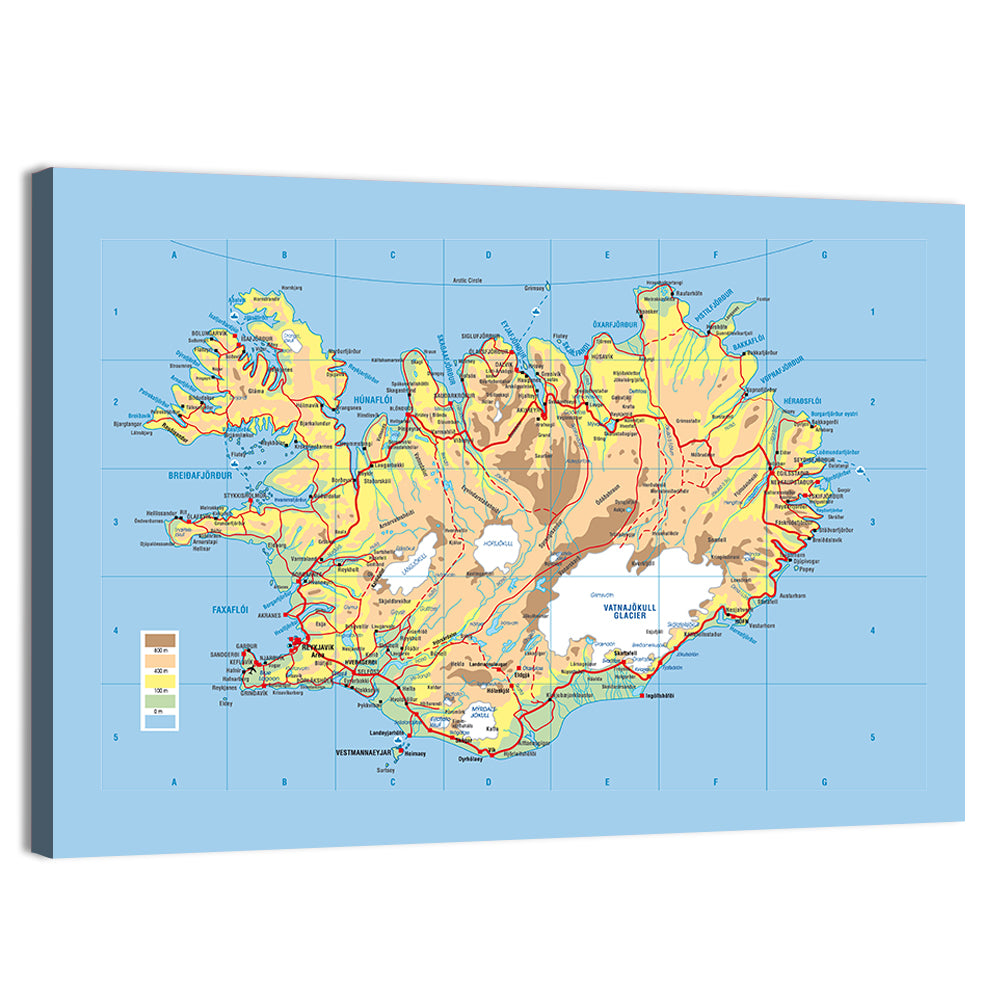 Iceland Map Wall Art, canvas print, landscape