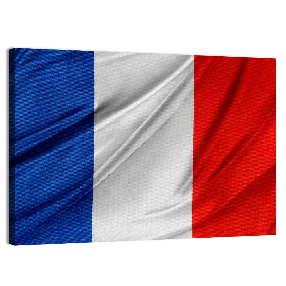 French Flag Tricolor with Folded Texture Wall Art, canvas print, landscape