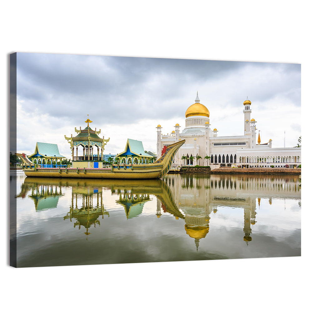 Sultan Omar Ali Saifuddin Mosque Wall Art, canvas print, landscape
