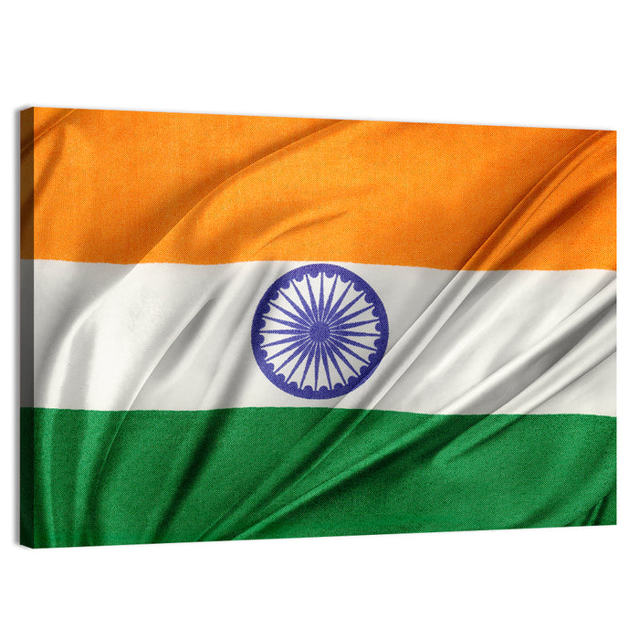 Indian Tricolor with Ashoka Chakra Wall Art as a canvas print