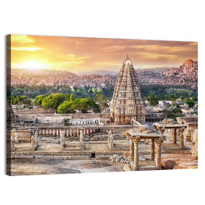 Virupaksha Temple at Sunrise, Hampi Wall Art as a canvas print