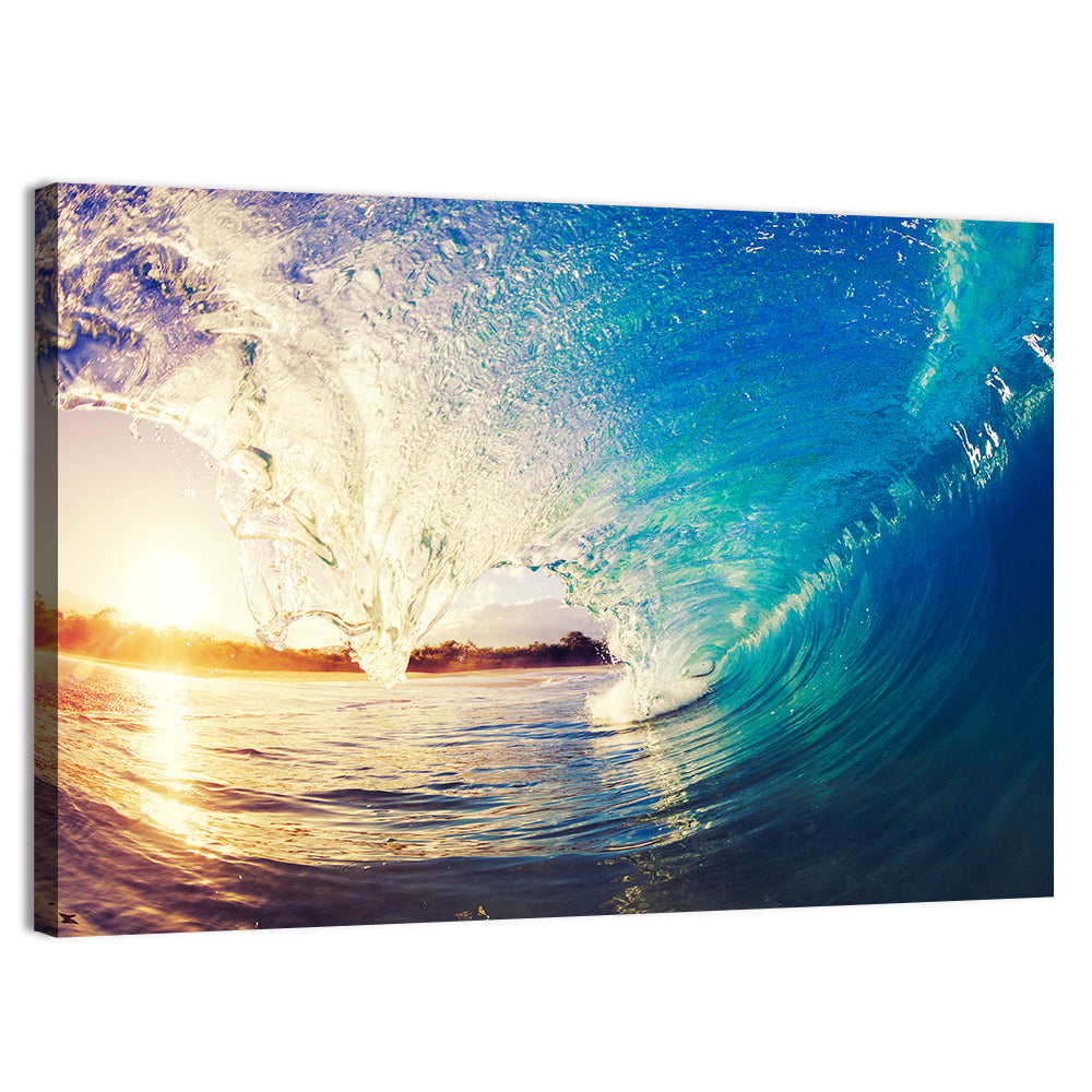 Barrel Wave at Sunrise Wall Art, canvas print, landscape