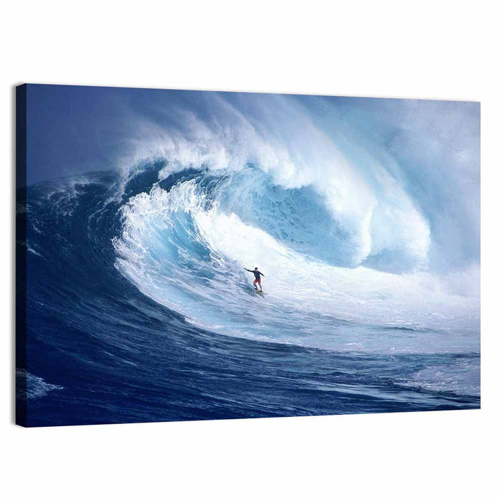 Surfer in Barrel Wave Wall Art as a canvas print