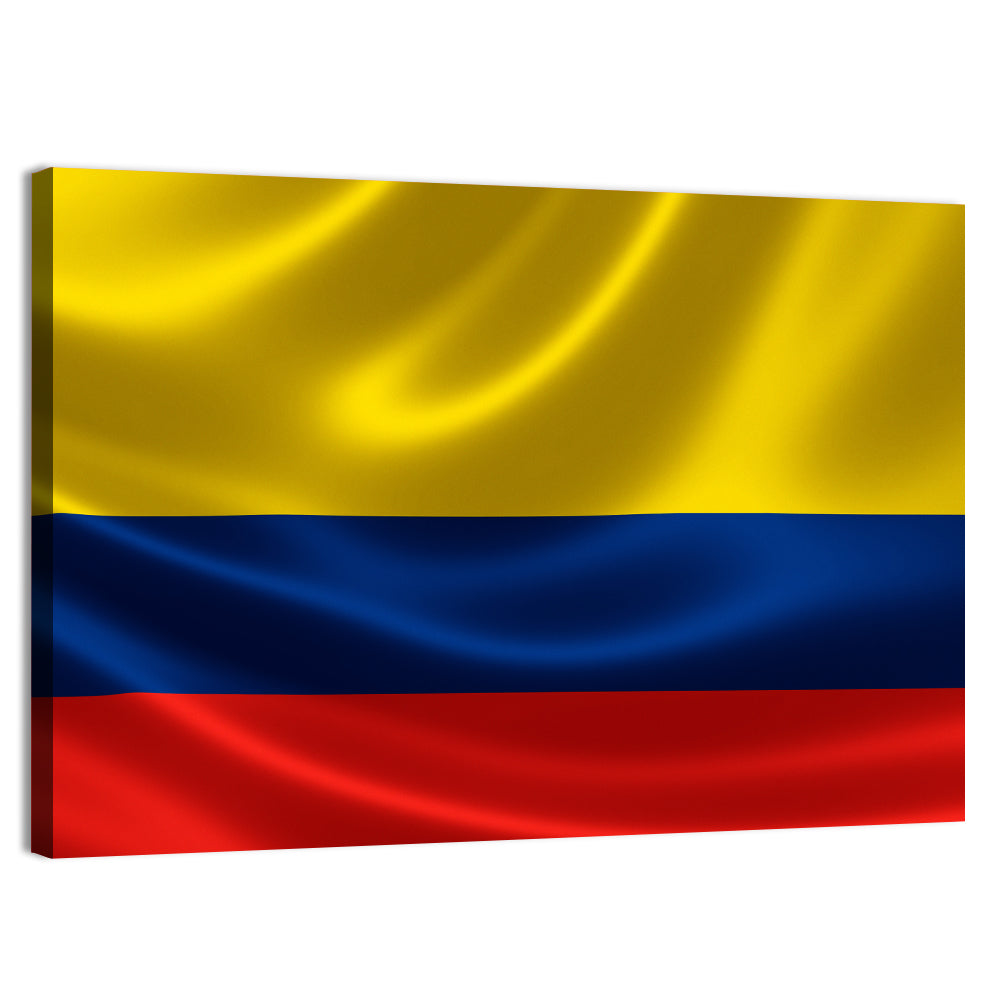 Colombian Flag with Rippling Texture Wall Art, canvas print, landscape