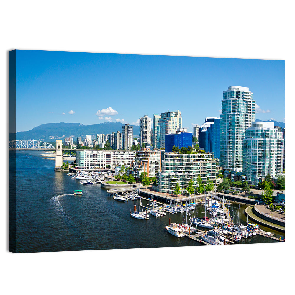 Vancouver Skyline with Burrard Bridge Wall Art, canvas print, landscape