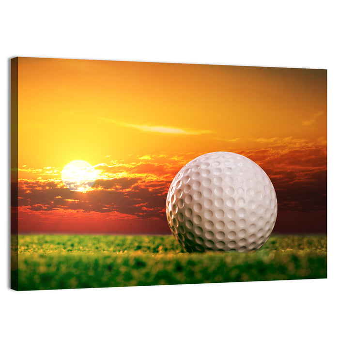 Golf Ball at Sunset Wall Art as a canvas print