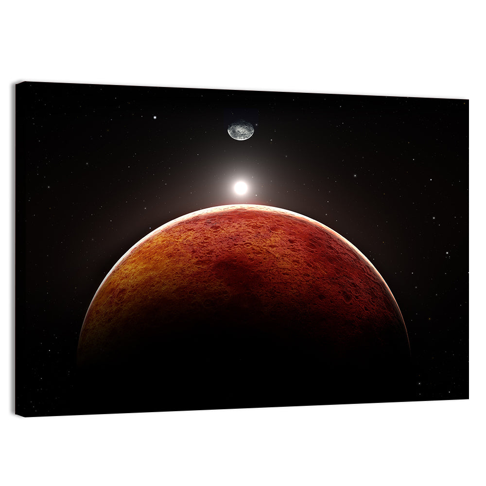 Mars with Moon Wall Art, canvas print, landscape