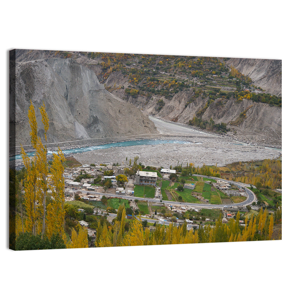Autumn Hunza Valley Landscape Wall Art, canvas print, landscape