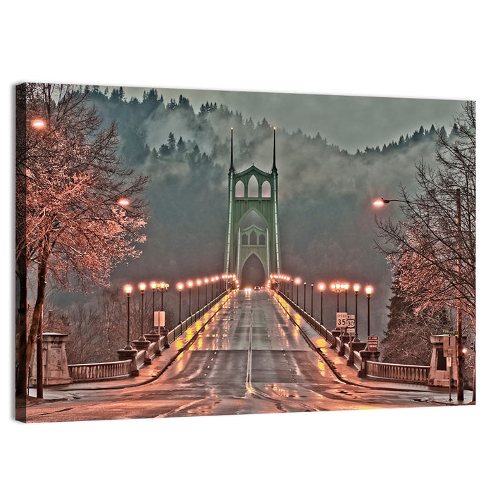 St. Johns Bridge at Dusk Wall Art as a canvas print