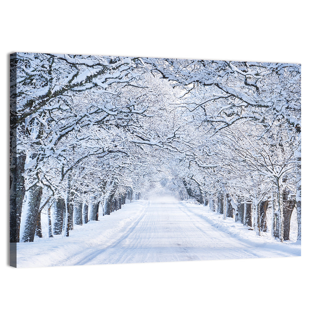 Snowy Morning Alley Wall Art, canvas print, landscape