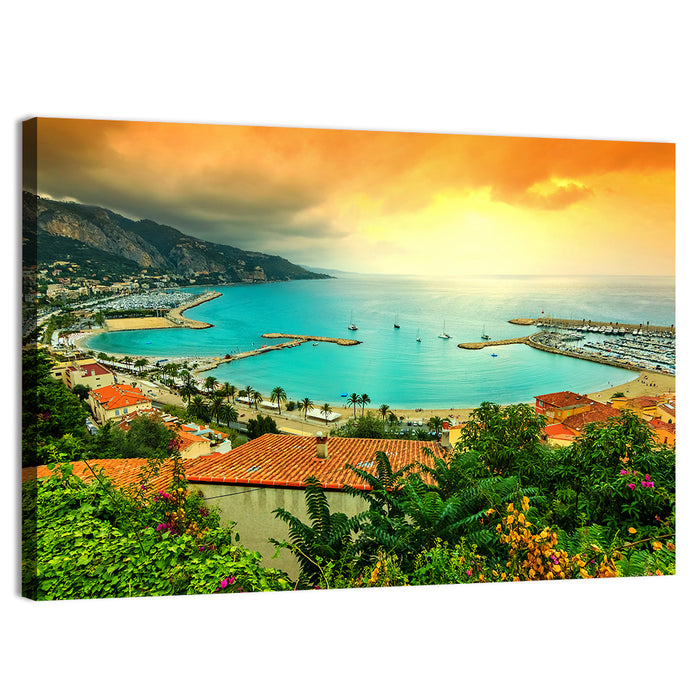 Azur Coast Golden Hour Bay Wall Art as a canvas print