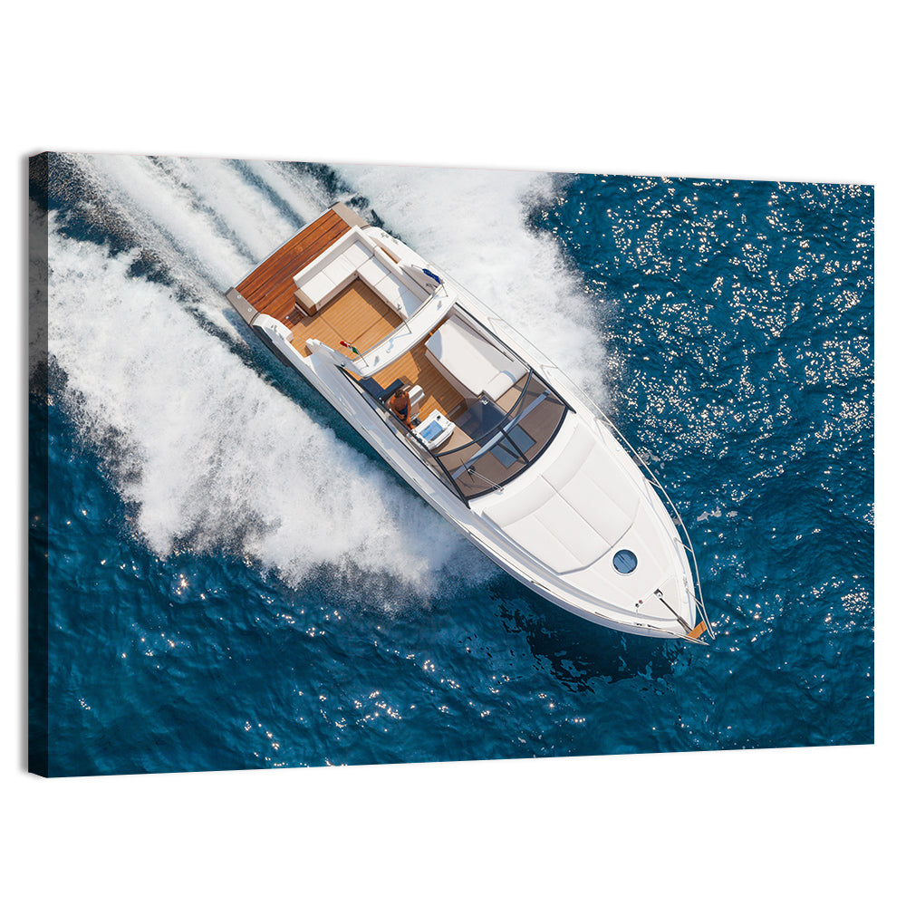 Motor Yacht from Above Wall Art, canvas print, landscape