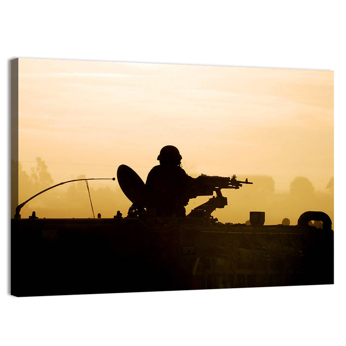 Army Soldier Silhouette at Sunset Wall Art as a canvas print