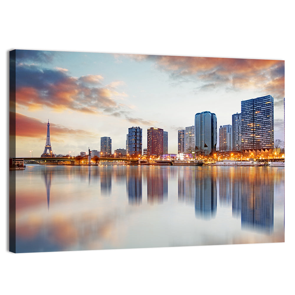 Paris Skyline with Eiffel Tower Wall Art, canvas print, landscape