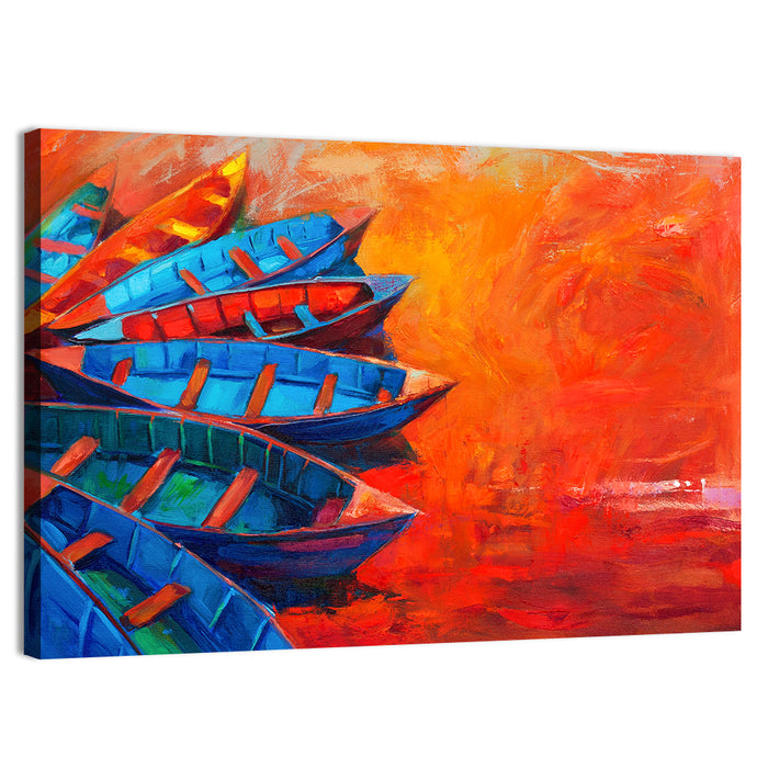 Harbor Boats at Sunset Wall Art as a canvas print