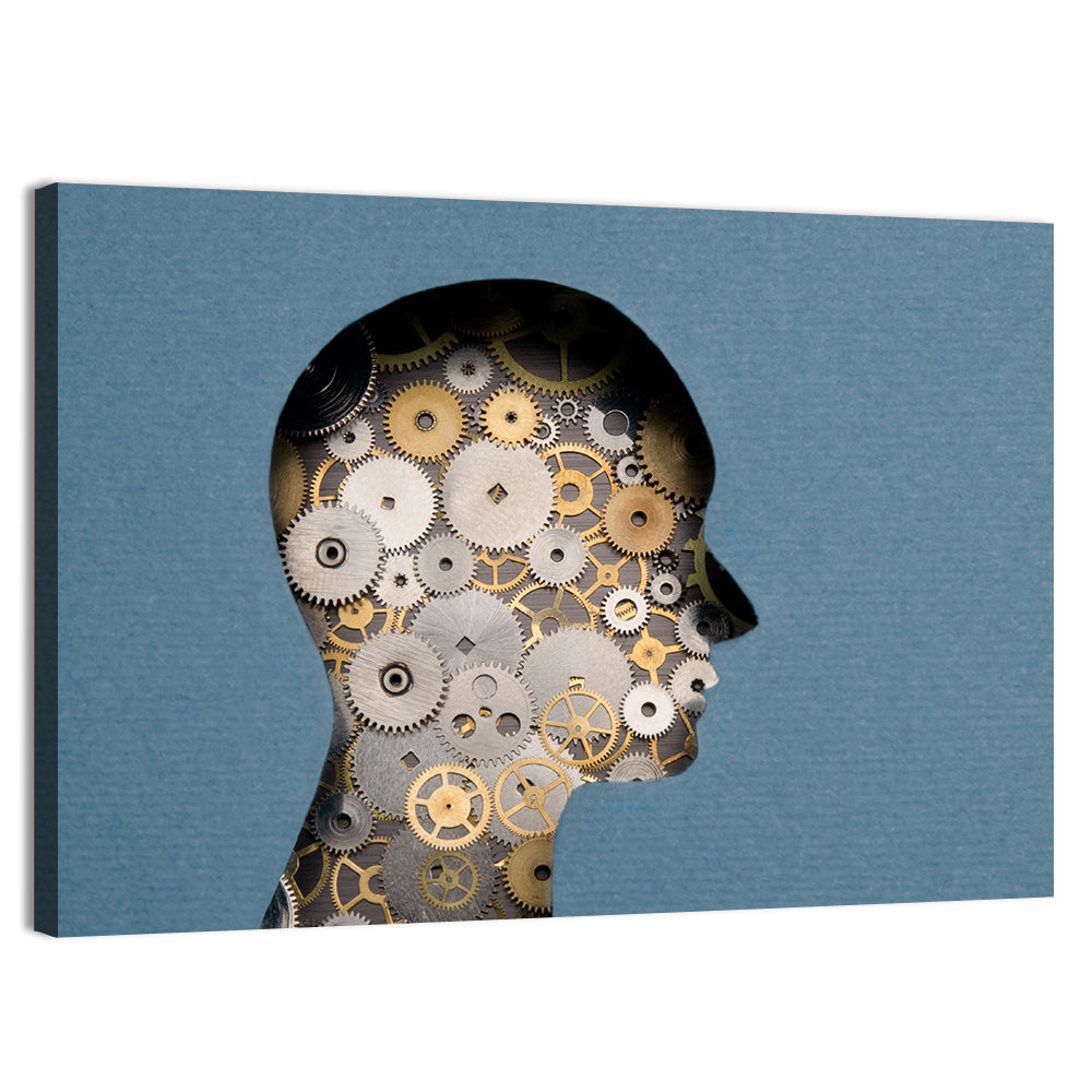 Mechanical Mind Silhouette Wall Art, canvas print, landscape