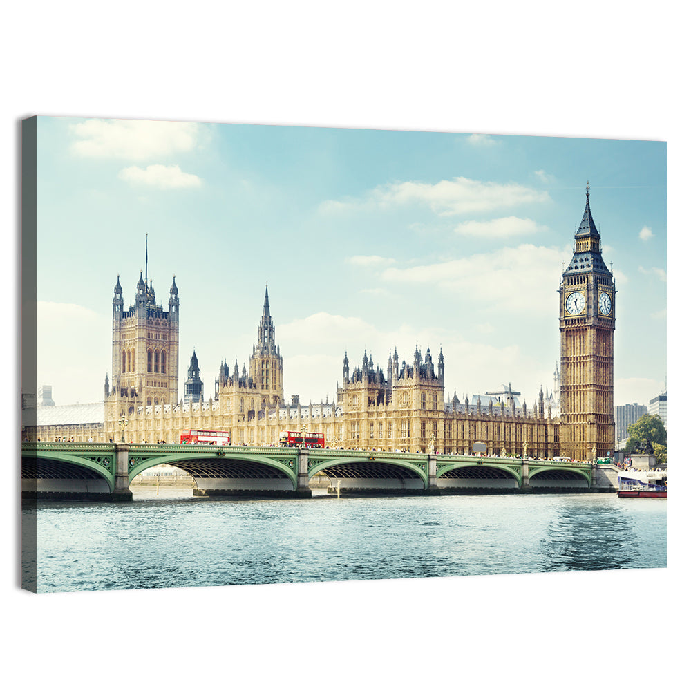 Big Ben on a Sunny Day Wall Art, canvas print, landscape