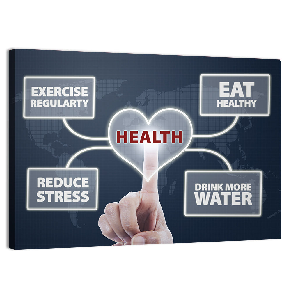 Healthy Heart Tips Infographic Wall Art, canvas print, landscape