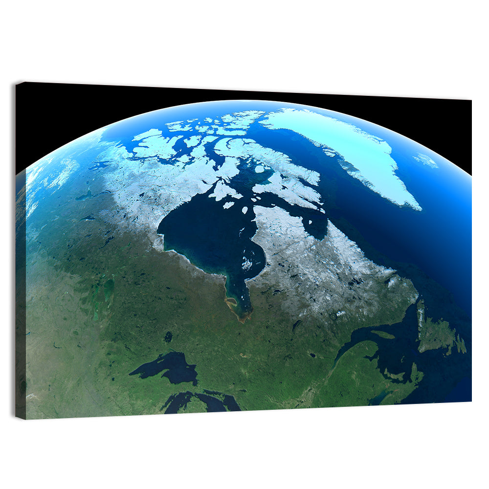 Canada and Greenland from Orbit Wall Art, canvas print, landscape
