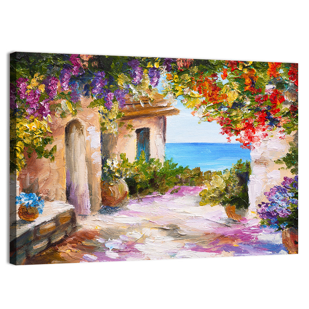 Mediterranean Summer Terrace Wall Art, canvas print, landscape