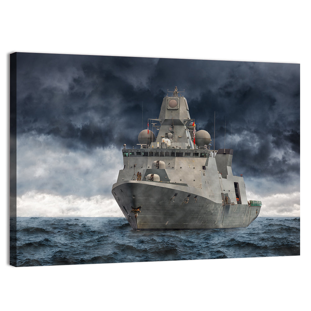 Frigate in Stormy Sea Wall Art, canvas print, landscape