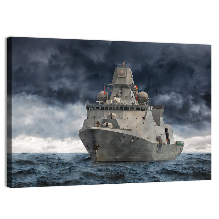 Frigate in Stormy Sea Wall Art as a canvas print