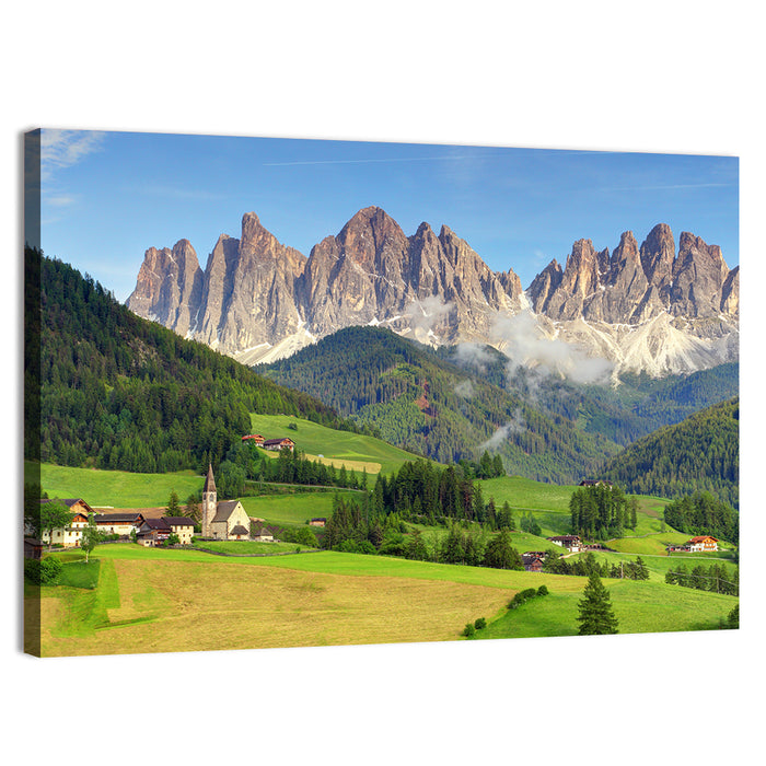 St. Magdalena Church Val Di Funes Wall Art as a canvas print